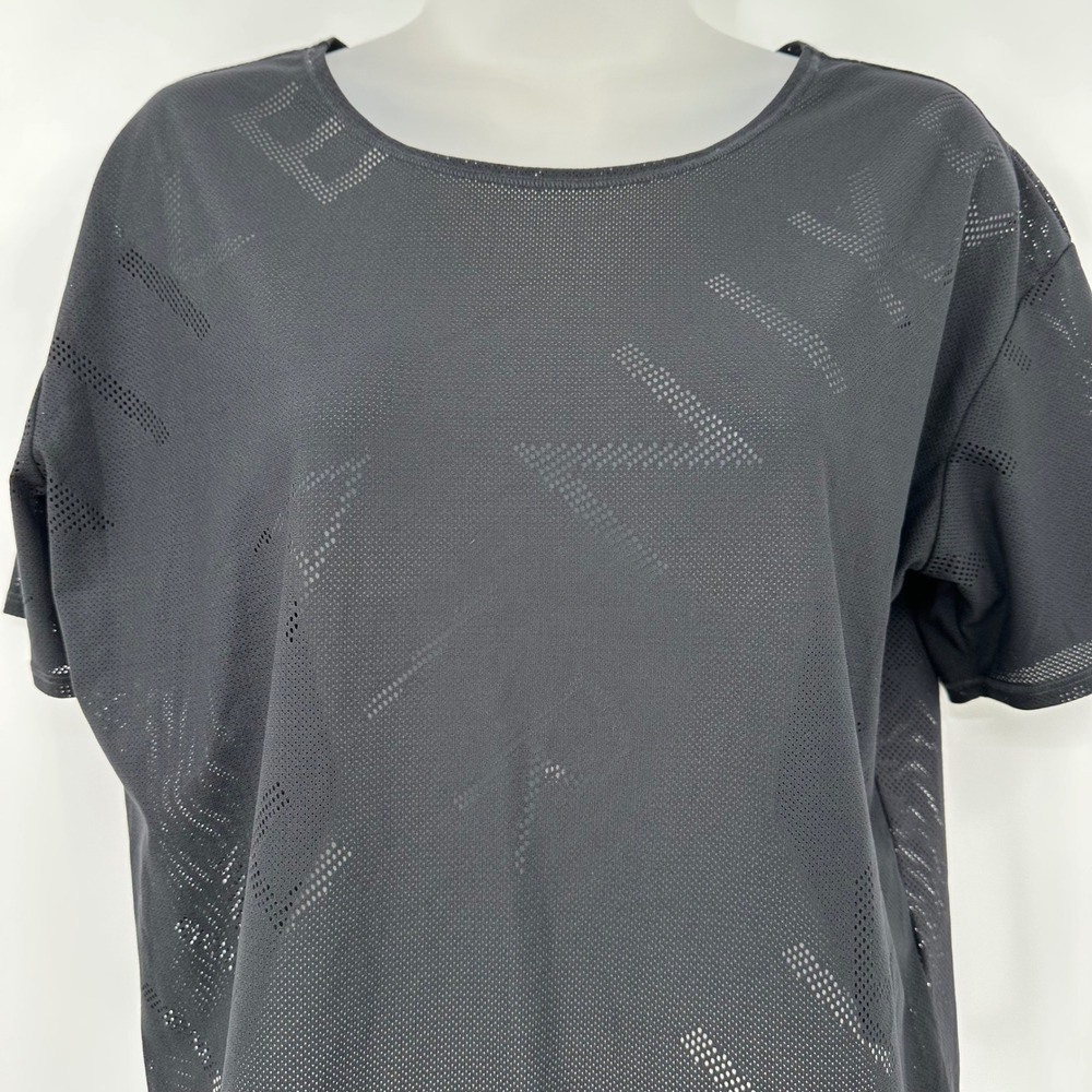 Nike Air Dri-FIT Women's Training Top Black Perforated Lettering Graphic - Picture 2 of 8
